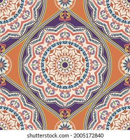 Oriental mandala seamless pattern. Ideal for printing onto fabric or paper.
