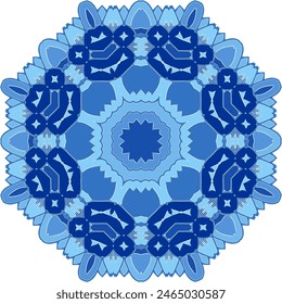 Oriental mandala. Vector blue ornament. Template for any surface. Design element.