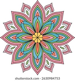 Oriental mandala. Vector colorful ornament. Template for any surface. Vector round abstract circle. Mandala style.