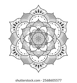 Oriental Mandala Vector. Mandala for coloring page. Mandala Coloring Book Line Art Vector Illustration. Vector Abstract Mandala Template.