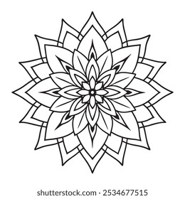 Vetor Mandala Oriental. Mandala Colorir livro ilustração vetor de arte de linha. Padrão de mandala abstrato vetorial. Contorno Mandala para Colorir Página do Livro. Livro desenhado à mão doodle mandalas colorir.