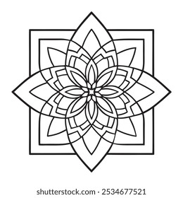 Vetor Mandala Oriental. Mandala Colorir livro ilustração vetor de arte de linha. Padrão de mandala abstrato vetorial. Contorno Mandala para Colorir Página do Livro. Livro desenhado à mão doodle mandalas colorir.