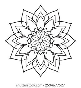 Vetor Mandala Oriental. Mandala Colorir livro ilustração vetor de arte de linha. Padrão de mandala abstrato vetorial. Contorno Mandala para Colorir Página do Livro. Livro desenhado à mão doodle mandalas colorir.