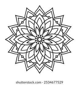 Vetor Mandala Oriental. Mandala Colorir livro ilustração vetor de arte de linha. Padrão de mandala abstrato vetorial. Contorno Mandala para Colorir Página do Livro. Livro desenhado à mão doodle mandalas colorir.