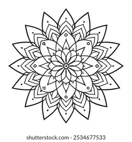 Vetor Mandala Oriental. Mandala Colorir livro ilustração vetor de arte de linha. Padrão de mandala abstrato vetorial. Contorno Mandala para Colorir Página do Livro. Livro desenhado à mão doodle mandalas colorir.