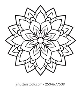 Vetor Mandala Oriental. Mandala Colorir livro ilustração vetor de arte de linha. Padrão de mandala abstrato vetorial. Contorno Mandala para Colorir Página do Livro. Livro desenhado à mão doodle mandalas colorir.