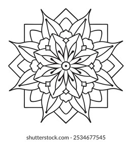 Vetor Mandala Oriental. Mandala Colorir livro ilustração vetor de arte de linha. Padrão de mandala abstrato vetorial. Contorno Mandala para Colorir Página do Livro. Livro desenhado à mão doodle mandalas colorir.