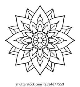 Vetor Mandala Oriental. Mandala Colorir livro ilustração vetor de arte de linha. Padrão de mandala abstrato vetorial. Contorno Mandala para Colorir Página do Livro. Livro desenhado à mão doodle mandalas colorir.