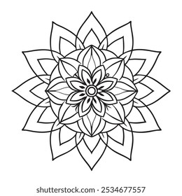 Vetor Mandala Oriental. Mandala Colorir livro ilustração vetor de arte de linha. Padrão de mandala abstrato vetorial. Contorno Mandala para Colorir Página do Livro. Livro desenhado à mão doodle mandalas colorir.