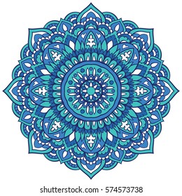 Mandala oriental. Ornamento de color turquesa vectorial. Plantilla para cualquier superficie. Elemento de diseño.