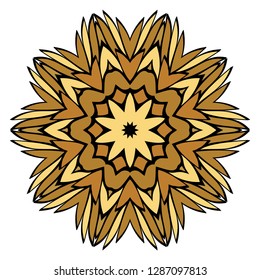 Oriental Mandala. Vintage Decorative Elements. Vector illustration. Golden color. For Coloring Book, Greeting Card, Invitation, Tattoo. Anti-Stress Therapy Pattern