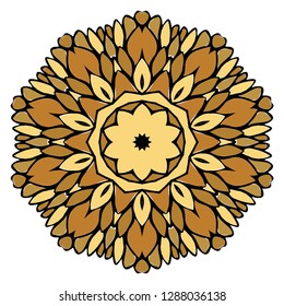Oriental Mandala. Vintage Decorative Elements. Vector illustration. Golden color. For Coloring Book, Greeting Card, Invitation, Tattoo. Anti-Stress Therapy Pattern