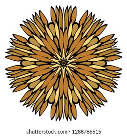 Oriental Mandala. Vintage Decorative Elements. Vector illustration. Golden color. For Coloring Book, Greeting Card, Invitation, Tattoo. Anti-Stress Therapy Pattern