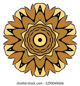 Oriental Mandala. Vintage Decorative Elements. Vector illustration. Golden color. For Coloring Book, Greeting Card, Invitation, Tattoo. Anti-Stress Therapy Pattern