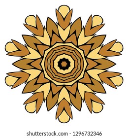 Oriental Mandala. Vintage Decorative Elements. Vector illustration. Golden color. For Coloring Book, Greeting Card, Invitation, Tattoo. Anti-Stress Therapy Pattern