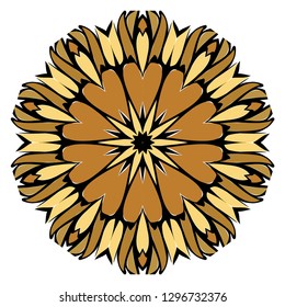 Oriental Mandala. Vintage Decorative Elements. Vector illustration. Golden color. For Coloring Book, Greeting Card, Invitation, Tattoo. Anti-Stress Therapy Pattern