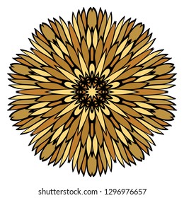 Oriental Mandala. Vintage Decorative Elements. Vector illustration. Golden color. For Coloring Book, Greeting Card, Invitation, Tattoo. Anti-Stress Therapy Pattern