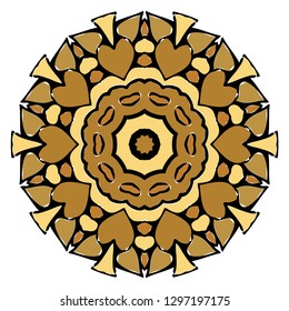 Oriental Mandala. Vintage Decorative Elements. Vector illustration. Golden color. For Coloring Book, Greeting Card, Invitation, Tattoo. Anti-Stress Therapy Pattern