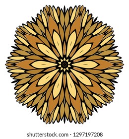 Oriental Mandala. Vintage Decorative Elements. Vector illustration. Golden color. For Coloring Book, Greeting Card, Invitation, Tattoo. Anti-Stress Therapy Pattern