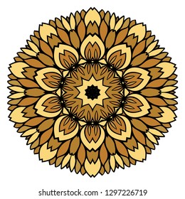 Oriental Mandala. Vintage Decorative Elements. Vector illustration. Golden color. For Coloring Book, Greeting Card, Invitation, Tattoo. Anti-Stress Therapy Pattern