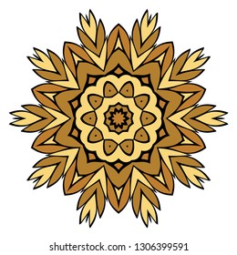 Oriental Mandala. Vintage Decorative Elements. Vector illustration. Golden color. For Coloring Book, Greeting Card, Invitation, Tattoo. Anti-Stress Therapy Pattern