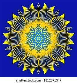 Oriental Mandala. Vintage Decorative Elements. Vector Illustration. It Is Super Brilliant Vector Illustration. Yellow blue color