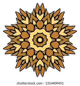 Oriental Mandala. Vintage Decorative Elements. Vector illustration. Golden color. For Coloring Book, Greeting Card, Invitation, Tattoo. Anti-Stress Therapy Pattern