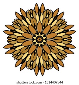 Oriental Mandala. Vintage Decorative Elements. Vector illustration. Golden color. For Coloring Book, Greeting Card, Invitation, Tattoo. Anti-Stress Therapy Pattern