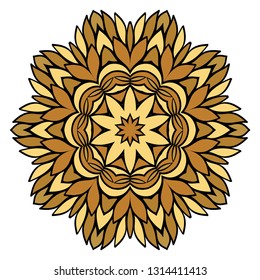 Oriental Mandala. Vintage Decorative Elements. Vector illustration. Golden color. For Coloring Book, Greeting Card, Invitation, Tattoo. Anti-Stress Therapy Pattern