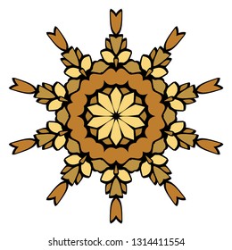 Oriental Mandala. Vintage Decorative Elements. Vector illustration. Golden color. For Coloring Book, Greeting Card, Invitation, Tattoo. Anti-Stress Therapy Pattern