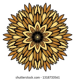 Oriental Mandala. Vintage Decorative Elements. Vector illustration. Golden color. For Coloring Book, Greeting Card, Invitation, Tattoo. Anti-Stress Therapy Pattern