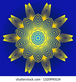 Oriental Mandala. Vintage Decorative Elements. Vector Illustration. It Is Super Brilliant Vector Illustration. Yellow blue color