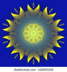 Oriental Mandala. Vintage Decorative Elements. Vector Illustration. It Is Super Brilliant Vector Illustration. Yellow blue color