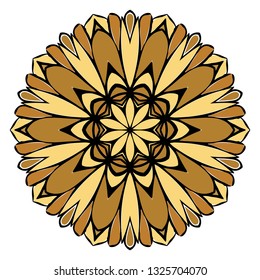 Oriental Mandala. Vintage Decorative Elements. Vector illustration. Golden color. For Coloring Book, Greeting Card, Invitation, Tattoo. Anti-Stress Therapy Pattern