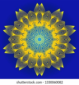 Oriental Mandala. Vintage Decorative Elements. Vector Illustration. It Is Super Brilliant Vector Illustration. Yellow blue color