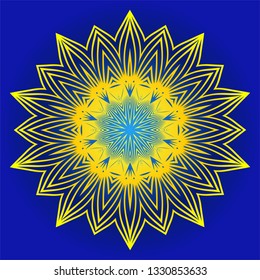 Oriental Mandala. Vintage Decorative Elements. Vector Illustration. It Is Super Brilliant Vector Illustration. Yellow blue color