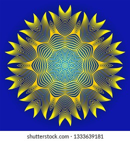 Oriental Mandala. Vintage Decorative Elements. Vector Illustration. It Is Super Brilliant Vector Illustration. Yellow blue color
