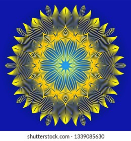 Oriental Mandala. Vintage Decorative Elements. Vector Illustration. It Is Super Brilliant Vector Illustration. Yellow blue color