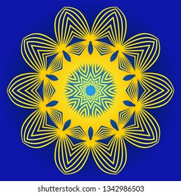 Oriental Mandala. Vintage Decorative Elements. Vector Illustration. It Is Super Brilliant Vector Illustration. Yellow blue color