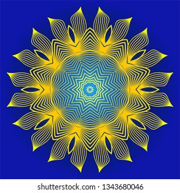 Oriental Mandala. Vintage Decorative Elements. Vector Illustration. It Is Super Brilliant Vector Illustration. Yellow blue color