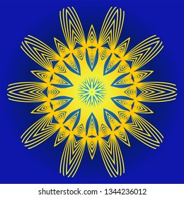 Oriental Mandala. Vintage Decorative Elements. Vector Illustration. It Is Super Brilliant Vector Illustration. Yellow blue color