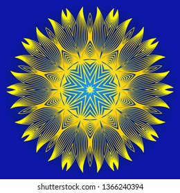 Oriental Mandala. Vintage Decorative Elements. Vector Illustration. It Is Super Brilliant Vector Illustration. Yellow blue color