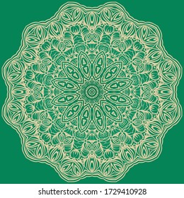 Oriental Mandala. Vintage Decorative Elements. Vector illustration. For Coloring Book, Greeting Card, Invitation, Tattoo. Anti-Stress Therapy Pattern