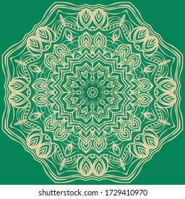 Oriental Mandala. Vintage Decorative Elements. Vector illustration. For Coloring Book, Greeting Card, Invitation, Tattoo. Anti-Stress Therapy Pattern