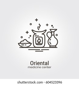 Oriental medicine center - logo design vector template. EPS 10 Isolated objects.