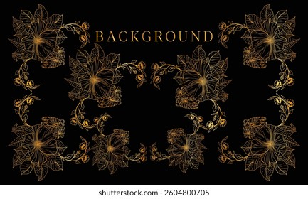 Oriental modern background for invitations minimalist ornament black and gold colors