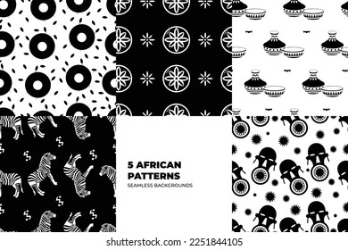 Oriental monochrome pattern set. Aztec style abstract vector illustrations. design for texture, fabric, clothing, wrapping, decoration, carpet. Vector illustration Set