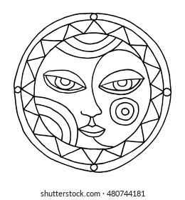 Oriental Moon and Sun illustration 