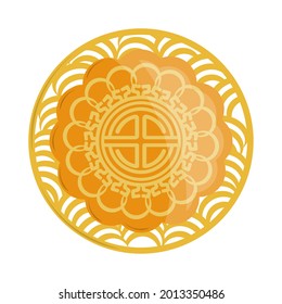 oriental mooncake dessert isolated icon
