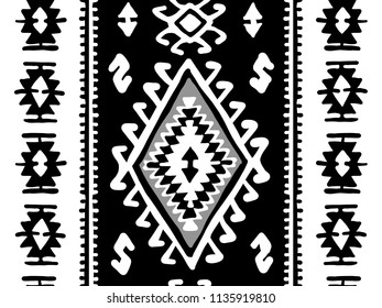 Oriental mosaic rug with traditional folk geometric ornamen. Seamless pattern